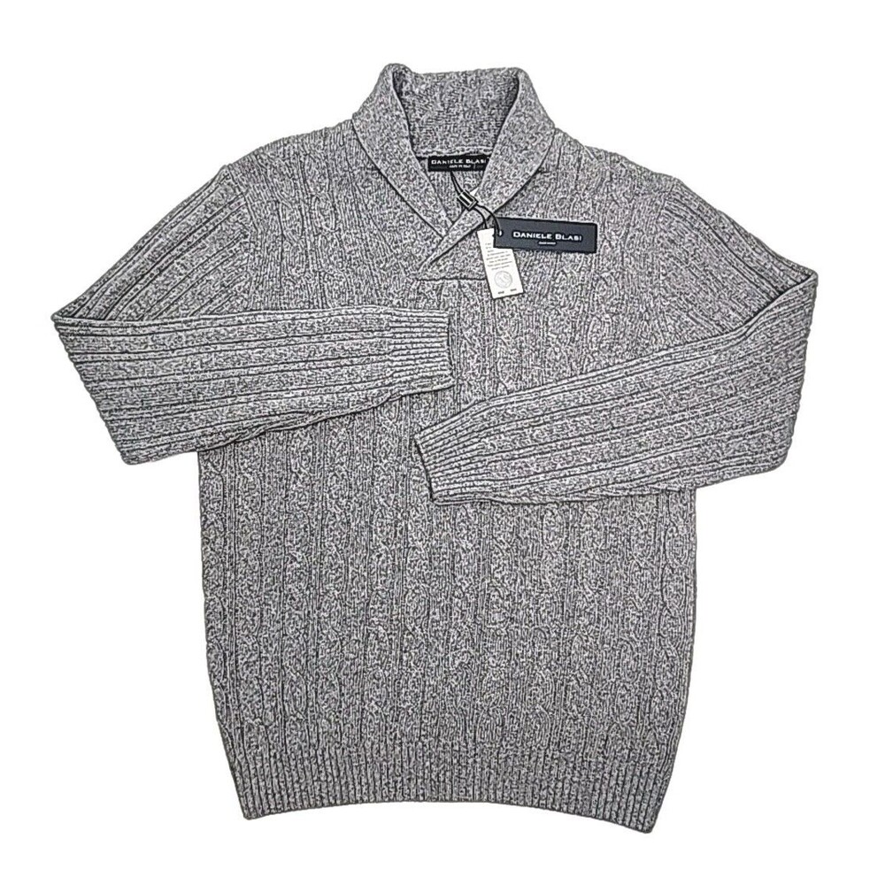 Daniele Blasi Sweater Wool Blend Shawl Collar Gray Men Sz XXL 2XL Italy NEW